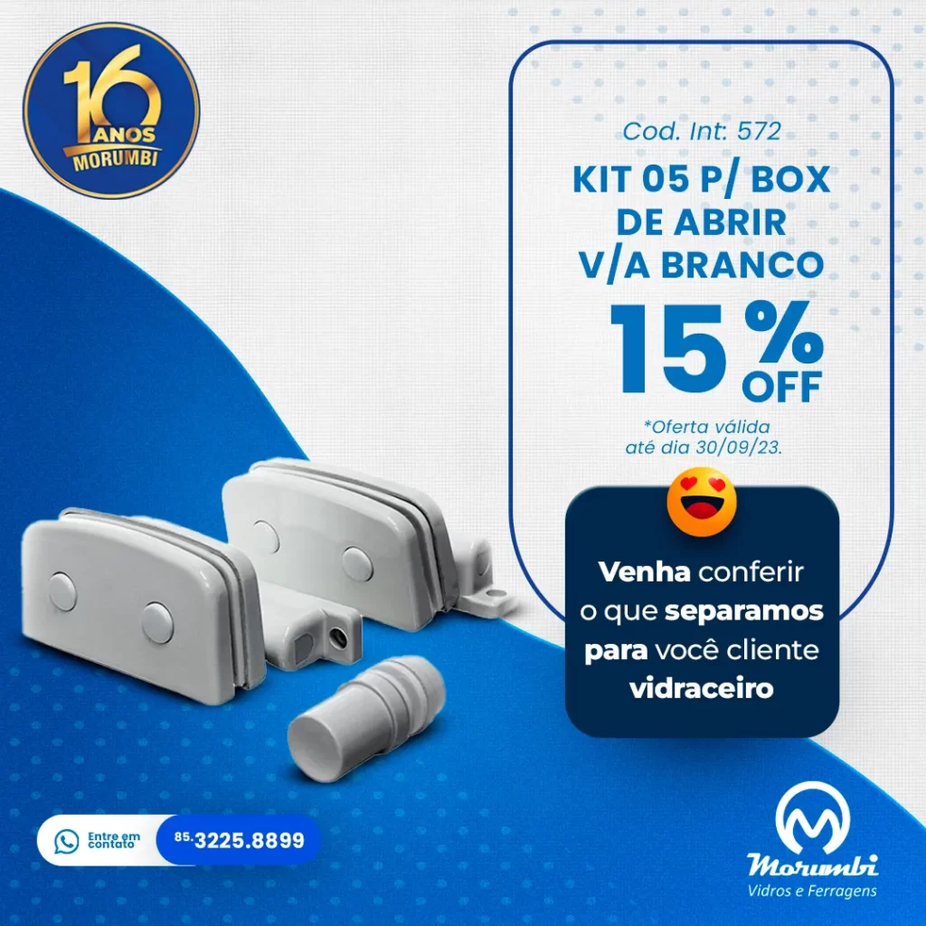 KIT 05 PARA BOX DE ABRIR V_A BRANCO - Morumbi Vidros e Ferragens (FEED)