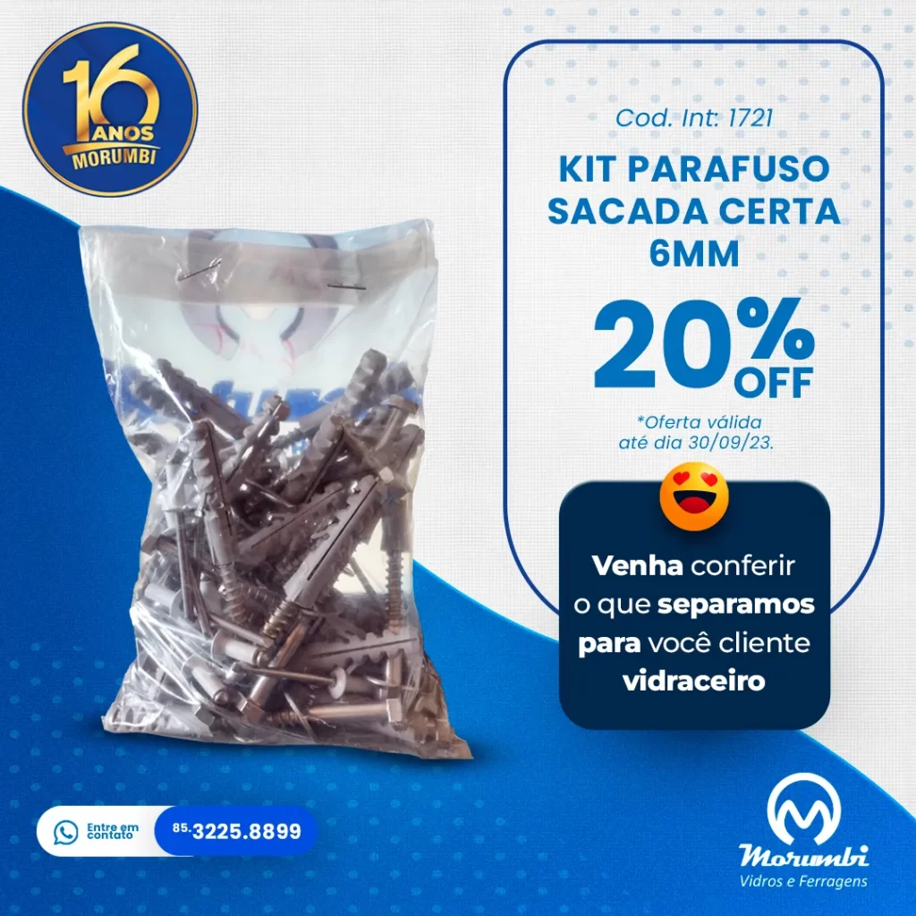 KIT PARAFUSO SACADA CERTA 6MM - Morumbi Vidros e Ferragens (FEED)